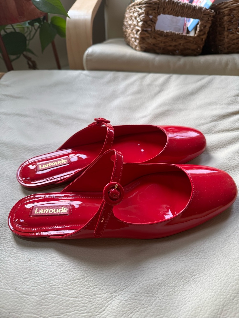 Larroudé Blair Patent Mary Jane Mule Scarlet Red Size 9 NWOT